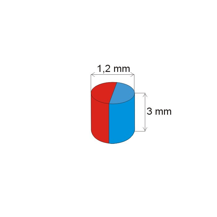 Neodym-Zylindermagnet Dm.1,2x3 N 180 °C, VMM5UH-N35UH