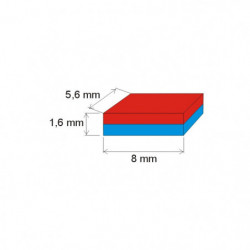 Neodym-Quadermagnet 8x5,6x1,6 P 180 °C, VMM5UH-N35UH