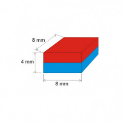 Neodym-Quadermagnet 8x8x4 N 80 °C, VMM8-N45