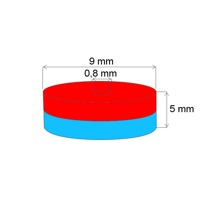 Neodym-Ringmagnet Dm.9xDm.0,8x5 N 80 °C, VMM10-N50