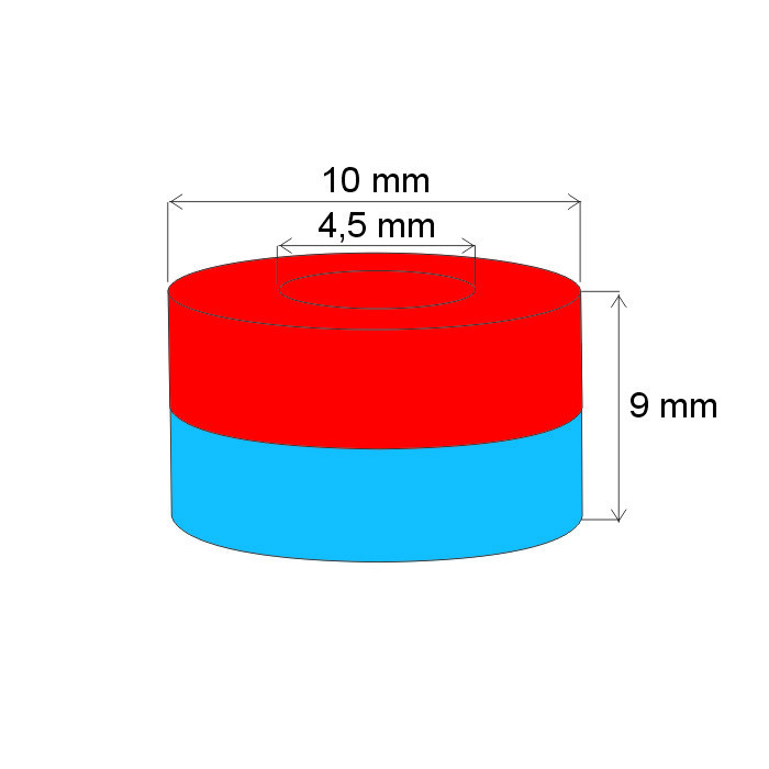 Neodym-Ringmagnet Dm.10xDm.4,5x9 N 200°C, VMM1EH-N25EH