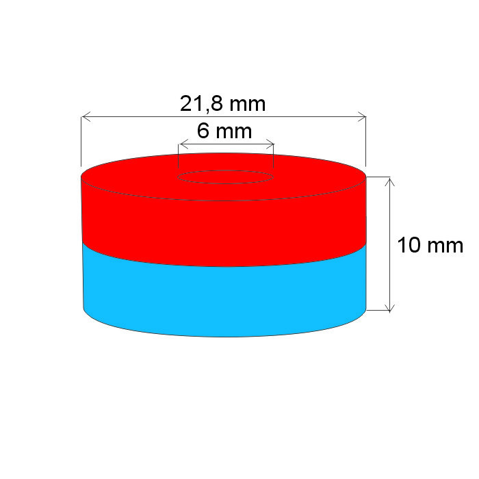 Neodym-Ringmagnet Dm.21,8xDm.6x10 N 120 °C, VMM4H-N35H
