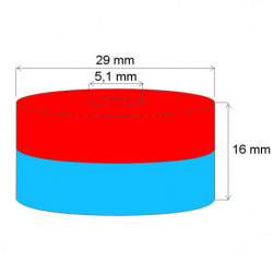 Neodym-Ringmagnet Dm.29xDm.5,1x16 N 80 °C, VMM5