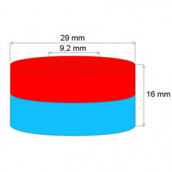Neodym-Ringmagnet Dm.29xDm.9,2x16 N 80 °C, VMM10-N50