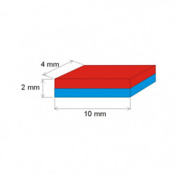 Neodym-Quadermagnet 10x4x2 Au 80 °C, VMM10-N50