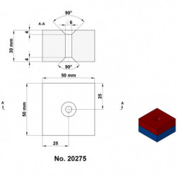Neodym-Quadermagnet 50x50x30 N 80 °C, VMM10