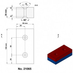 Neodym-Quadermagnet 100x50x30 N 80 °C, VMM10