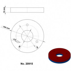 Neodym-Ringmagnet Dm.104xDm.36x15 N 80 °C, VMM9-N48