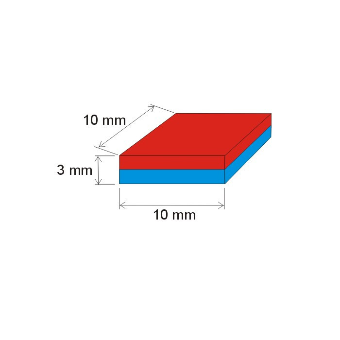 Neodym-Quadermagnet 10x10x3 N 150 °C, VMM7SH-N42SH