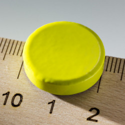 Stärkerer farbiger Magnet rund Dm.20x5 gelb