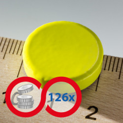 Farbiger Magnet rund Dm.20x5 gelb - Set 126 Stk