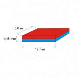 Neodym-Quadermagnet 12x5,6x1,45 P 180 °C, VMM5UH-N35UH