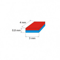 Neodym-Quadermagnet 3x4x0,8 N 150 °C, VMM8SH-N45SH