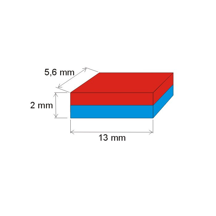 Neodym-Quadermagnet 13x5,6x2 P 180 °C, VMM5UH-N35UH