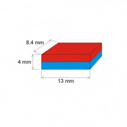 Neodym-Quadermagnet 13x8,4x4 N 80 °C, VMM5-N38