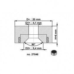 Flachgreifer Dm. 20, Höhe 6 mm, mit Innenbohrung für Senkschraube Dm. 4,1