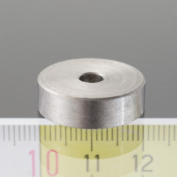 Flachgreifer Dm. 20 x Höhe 6 mm, mit Innenbohrung für Senkschraube Dm. 4,5, SmCo Magnet