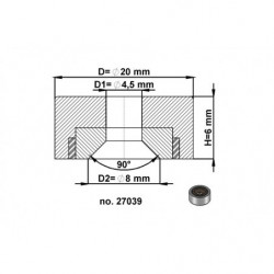 Flachgreifer Dm. 20 x Höhe 6 mm, mit Innenbohrung für Senkschraube Dm. 4,5, SmCo Magnet
