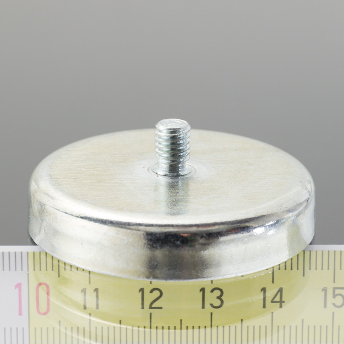 Flachgreifer mit Gewindezapfen Dm. 47 x Höhe 17 mm mit Außengewinde M6, Gewindelänge 8 mm