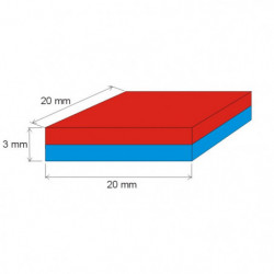 Neodym-Quadermagnet 20x20x3 N 80 °C, VMM8-N45