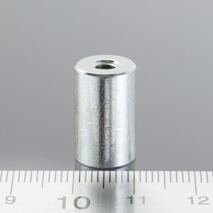 Zylindermagnet Dm. 10 x Höhe 16 mm mit Innengewinde M4. Gewindelänge 7 mm
