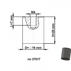 Zylindermagnet Dm. 16 x Höhe 20 mm mit Innengewinde M4. Gewindelänge 7 mm