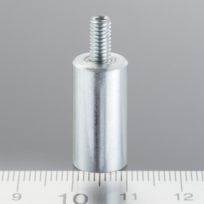 Zylindermagnet Dm. 10 x Höhe 20 mm mit Außengewinde M4. Gewindelänge 8 mm