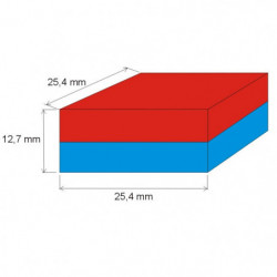 Neodym-Quadermagnet 25,4x25,4x12,7 N 80 °C, VMM6-N40