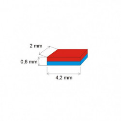 Neodym-Quadermagnet 4,2x2x0,6 N 150 °C, VMM8SH-N45SH