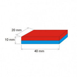 Neodym-Quadermagnet 40x20x10 N 80 °C, VMM10-N50
