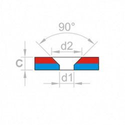 Neodym Quadermagnet mit Loch für eine Senkkopfschraube 20 x 20 x 4 N 80 °C, VMM4-N35