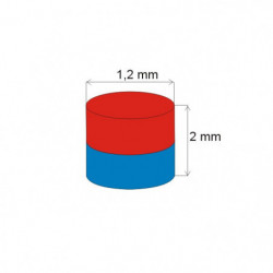 Neodym-Zylindermagnet Dm.1,2x2 N 180 °C, VMM5UH-N35UH