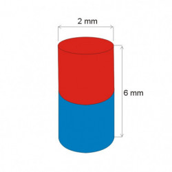 Neodym-Zylindermagnet Dm.2x6 N 80 °C, VMM4-N35