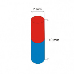 Neodym-Zylindermagnet Dm.2x10 Z 80 °C, VMM4-N35