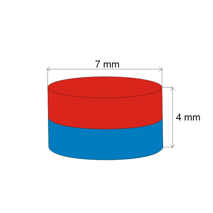 Neodym-Zylindermagnet Dm.7x4 N 80 °C, VMM7-N42