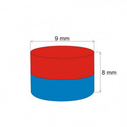 Neodym-Zylindermagnet Dm.9x8 N 80 °C, VMM4-N30