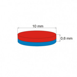 Neodym-Zylindermagnet Dm.10x0,6 N 80 °C, VMM7-N42