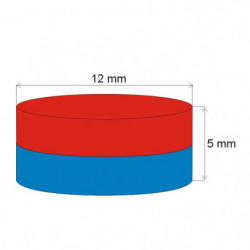 Neodym-Zylindermagnet Dm.12x5 N 80 °C, VMM4-N35