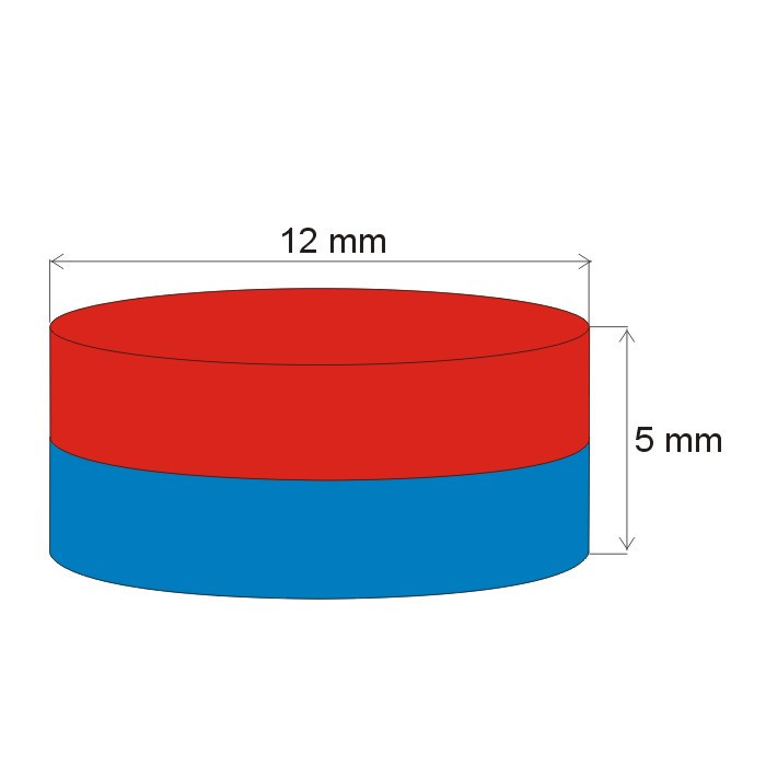 Neodym-Zylindermagnet Dm.12x5 N 120 °C, VMM4H-N35H