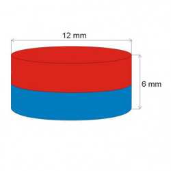 Neodym-Zylindermagnet Dm.12x6 N 80 °C, VMM8-N45