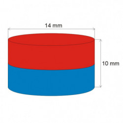 Neodym-Zylindermagnet Dm.14x10 N 80 °C, VMM5-N38