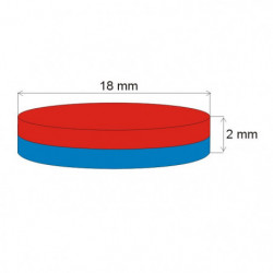 Neodym-Zylindermagnet Dm.18x2 N 80 °C, VMM4-N35