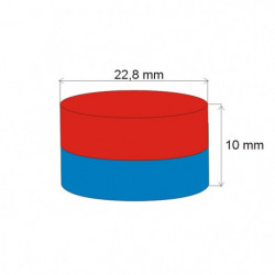 Neodym-Zylindermagnet Dm.22,8x10 N 80 °C, VMM10-N50