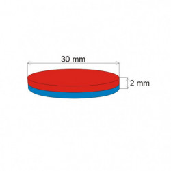 Neodym-Zylindermagnet Dm.30x2 N 80 °C, VMM5-N38