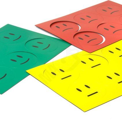 Set magnetischer Smileys mit 60 mm Durchmesser in Grün, Gelb und Rot