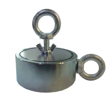 Doppelseitiger Neodym-Fishing-Magnet mit 100 mm Durchmesser und einer angegebenen Kraft von zweimal 500 kg