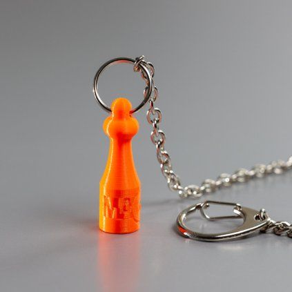 Oranger konischer Sortiermagnet aus Kunststoff mit Messingkette und Karabiner