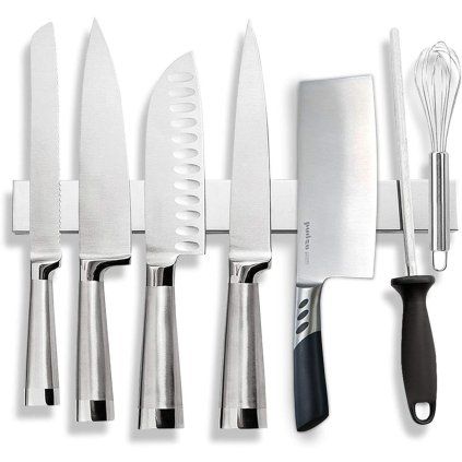 Silberne Magnetleiste für Messer und Küchenutensilien mit 40 cm Länge